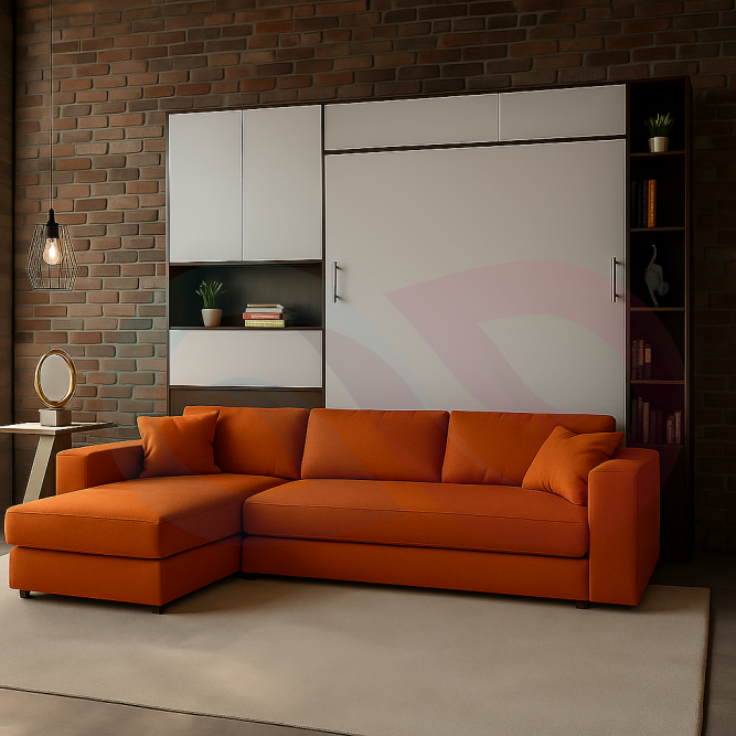 Шкаф-кровать трансформер с угловым диваном Фокстрот