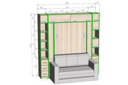 Шкаф-кровать трансформер с диваном Изи-6