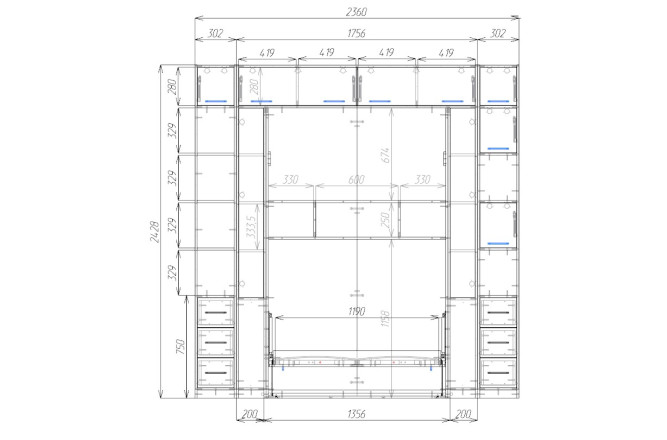 Шкаф-кровать трансформер с диваном Изи-6