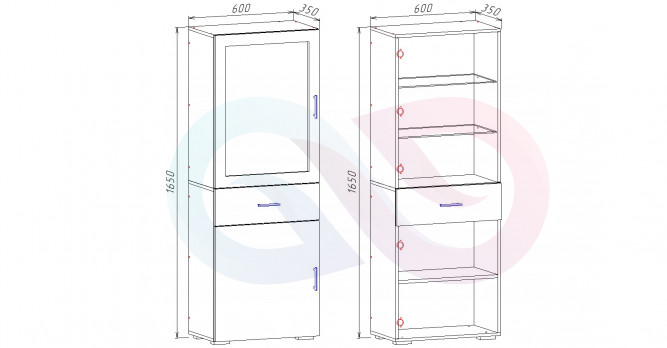 Пенал-витрина Омни